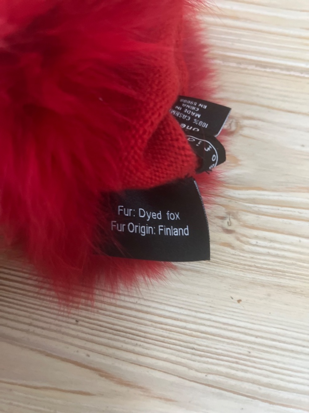 100% Cashmere Red Gloves with Fur Cuffs One Size - Picture 4 of 7